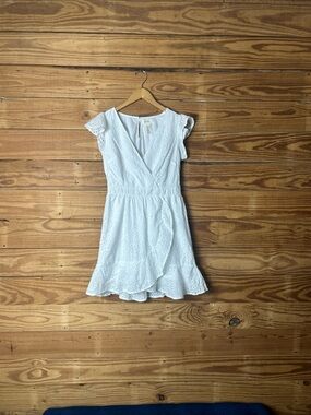 Jessica Simpson White Eyelet Wrap Mini Dress